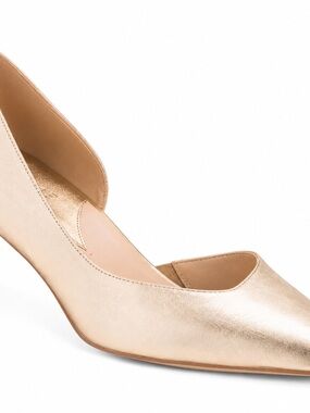 27 EDIT Metallic Gold Pointed-Toe Mid Heel Pump (Cross Posted)